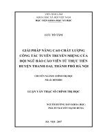 Giải pháp nâng cao công tác tuyên truyền miệng của đội ngũ báo cáo viên từ thực tiễn huyện thanh oai, thành phố hà nội 