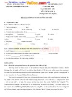 Đề thi học kì 2 môn Tiếng anh lớp 10 Đoàn Thượng, Hải Dương năm 2014  2015