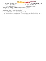 Đề thi học kì 2 môn Vật lý lớp 10 trường THPT Đa Phúc, Hà Nội năm 2015