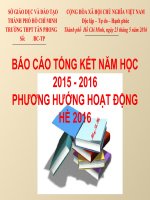 Báo Cáo Tổng Kết Năm Học 2015 – 2016 Phương Hướng Hoạt Động Hè 2016