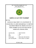 Đánh giá nhận thức của người dân về ảnh hưởng của biến đổi khí hậu và những giải pháp thích ứng trong sản xuất nông nghiệp tại xã xuân hải, huyện nghi xuân, tỉnh hà tĩnh 