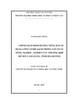 Chính sách định hướng nông dân sử dụng công nghệ sạch trong sản xuất nông nghiệp   nghiên cứu trường hợp huyện cẩm giàng, tỉnh hải dương (Tóm tắt, trích đoạn)