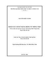 Khảo sát lỗi sử dụng động từ tiếng việt (trên tư liệu môn ngữ văn của học sinh trường trung học cơ sở thạch hòa, thạch thất, hà nội) (Tóm tắt, trích đoạn)