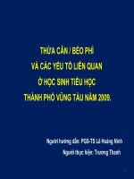 Thừa Cân Béo Phì  Và Các Yếu Tố Liên Quan  Ở Học Sinh Tiểu Học  Thành Phố Vũng Tàu