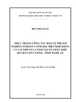 Thực trạng công tác bảo vệ trẻ em nghèo có hoàn cảnh đặc biệt khó khăn và vai trò của công tác xã hội tại xã châu khê   huyện con cuông tỉnh nghệ an (Tóm tắt, trích đoạn)