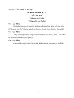 Đề thi học kì 2 môn Lịch sử lớp 10 trường THPT Trần Hưng Đạo, TP Hồ Chí Minh năm học 2015  2016 