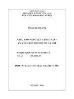 Giải pháp nâng cao năng lực cạnh tranh của du lịch thành phố hà nội tt 