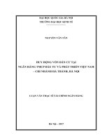 Huy động vốn dân cư tại ngân hàng TMCP đầu tư và phát triển việt nam   chi nhánh hà thành, hà nội (Tóm tắt, trích đoạn)