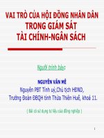 Vai Trò Của Hội Đồng Nhân Dân Trong Giám Sát Tài Chính-Ngân Sách