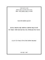 Đảng trong hệ thống chính trị cơ sở từ thực tiễn huyện ba tơ, tỉnh quảng ngãi 