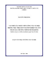 Vai trò của nhân viên công tác xã hội trong việc trợ giúp người nghiện ma túy tham gia chương trình methadone (nghiên cứu tại cơ sở điều trị methadone quận nam từ liêm) (Tóm tắt, trích đoạn)