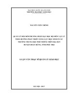 tóm tắt Quản lý đổi mới phương pháp dạy học bộ môn Vật lý theo hướng phát triển năng lực học sinh ở các trường THPT trên địa bàn huyện Đoan Hùng, tỉnh Phú Thọ