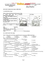 Bộ đề kiểm tra 45 số 3 môn Tiếng Anh lớp 11 trường THPT Đoàn Thượng, Hải Dương năm học 2016  2017 có đáp án 