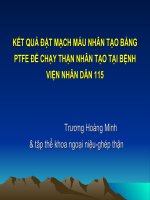 KẾT QUẢ ĐẶT MẠCH MÁU NHÂN TẠO BẰNG PTFE ĐỂ CHẠY THẬN NHÂN TẠO TẠI BỆNH VIỆN NHÂN DÂN 115