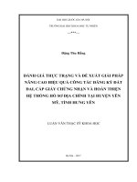 Đánh giá thực trạng và đề xuất giải pháp nâng cao hiệu quả công tác đăng ký đất đai, hoàn thiện hệ thống hồ sơ địa chính tại huyện Yên Mỹ, tỉnh Hưng Yên