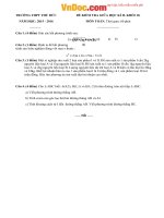 Đề thi giữa học kì 2 môn Toán lớp 10 trường THPT Thủ Đức, TP. HCM năm 2015  2016 