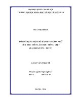 tóm tắt Lỗi sử dụng một số hành vi ngôn ngữ của học viên Lào học tiếng Việt (Tại Đoàn 871 - TCCT)