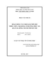 Hoạt động vui chơi giải trí cho thiếu niên, nhi đồng ở phường phúc xá, quận ba đình, TP hà nội