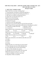 Đề kiểm tra 45 phút học kì 2 môn Sinh học lớp 10 trường THPT Phan Ngọc Hiển, Cà Mau năm học 2016  2017 