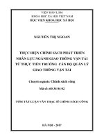 Thực hiện chính sách phát triển nhân lực ngành giao thông vận tải từ thực tiễn trường cán bộ quản lý giao thông vận tải tt 