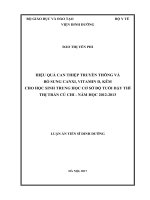 HIỆU QUẢ CAN THIỆP TRUYỀN THÔNG và bổ SUNG CANXI , VITAMIN d, kẽm CHO học SINH TRUNG học cơ sở độ TUỔI dậy THÌ THỊ TRẤN củ CHI năm học 2012 – 2013 