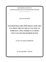 Giải pháp hạn chế tình trạng nghỉ việc của nhân viên kỹ thuật tại công ty TNHH máy công nghiệp tan chong việt nam chi nhánh bình dương 