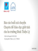 Báo cáo buổi nói chuyện Chuyên đề Giáo dục giới tính cho hs trường Đinh Thiện Lý