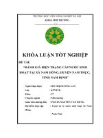 Đánh giá hiện trạng cấp nước sinh hoạt tại xã nam hồng – huyện nam trực – tỉnh nam định 