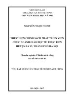 Thực hiện chính sách phát triển viên chức ngành giáo dục từ thực tiễn huyện ba vì, thành phố hà nội tt 