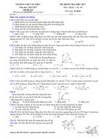 Đề thi học kì 2 môn Vật lý lớp 10 trường THPT Đa Phúc, Hà Nội năm học 2016  2017 