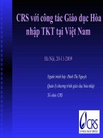 CRS với công tác Giáo dục Hòa nhập TKT tại Việt Nam