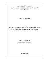 Hành vi tự chăm sóc sức khỏe tâm thần của người cao tuổi ở tỉnh thanh hóa (Tóm tắt, trích đoạn)