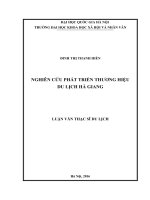 Nghiên cứu phát triển thương hiệu du lịch hà giang (Tóm tắt, trích đoạn)