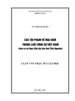 Các tội phạm về mại dâm trong luật hình sự Việt Nam (Trên cơ sở thực tiễn địa bàn tỉnh Thái Nguyên)