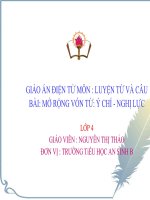 Giáo Án Điện Tử Môn : Luyện Từ Và Câu Bài: Mở Rộng Vốn Từ: Ý Chí - Nghị Lực