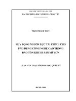 Huy động nguồn lực tài chính cho ứng dụng công nghệ cao trong bảo tồn khu di sản mỹ sơn (Tóm tắt, trích đoạn)