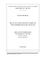 Nhu cầu tin và khả năng đáp ứng thông tin cho người khiếm thị tại Thư viện Hà Nội