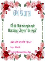 Giáo án dự thi Phát Triển Ngôn Ngữ Hoạt Động: Chuyện " Ba Cô Gái"