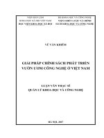 Giải pháp chính sách phát triển vườn ươm công nghệ ở việt nam 