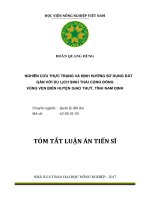 Nghiên cứu thực trạng và định hướng sử dụng đất gắn với du lịch sinh thái cộng đồng vùng ven biển huyện Giao Thủy, tỉnh Nam Định (tt)
