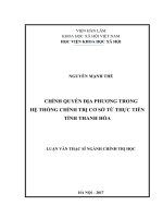 Chính quyền địa phương trong hệ thống chính trị cơ sở từ thực tiễn tỉnh thanh hóa 