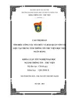 Tìm hiểu công tác tổ chức và bảo quản vốn tài liệu tại Trung tâm Thông tin-Thư viện Học viện Ngân hàng