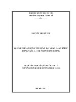 Quản lý hoạt động tín dụng tại ngân hàng TMCP đông nam á   chi nhánh hải dương (Tóm tắt, trích đoạn)