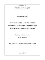 Thực hiện chính sách phát triển nhân lực y tế từ thực tiễn bệnh viện hữu nghị việt nam   cu ba hà nội tt 