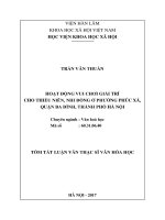 Hoạt động vui chơi giải trí cho thiếu niên, nhi đồng ở phường phúc xá, quận ba đình, TP hà nội tt 
