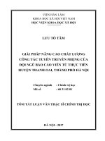 Giải pháp nâng cao công tác tuyên truyền miệng của đội ngũ báo cáo viên từ thực tiễn huyện thanh oai, thành phố hà nội tt 