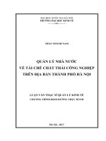 Quản lý nhà nước về tái chế chất thải công nghiệp trên địa bàn thành phố hà nội (Tóm tắt, trích đoạn)