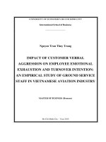 Impact of customer verbal aggression on employee emotional exhaustion and turnover intention an emprical study of ground service staff in vietnamese aviation industry 