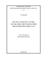 Bảo tồn và phát huy văn hóa dân tộc mông trên chương trình truyền hình tiếng mông kênh VTV5 (Tóm tắt, trích đoạn)
