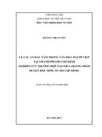 Lễ cầu an đầu năm trong văn hóa người Việt tại Tp. Hồ Chí Minh (nghiên cứu trường hợp tại chùa Hoằng Pháp, huyện Hóc Môn, Tp. Hồ Chí Minh)